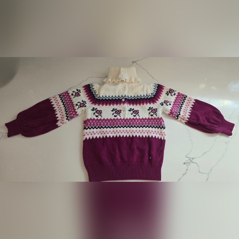 Janie and Jack Purple and Cream Turtleneck Sweater